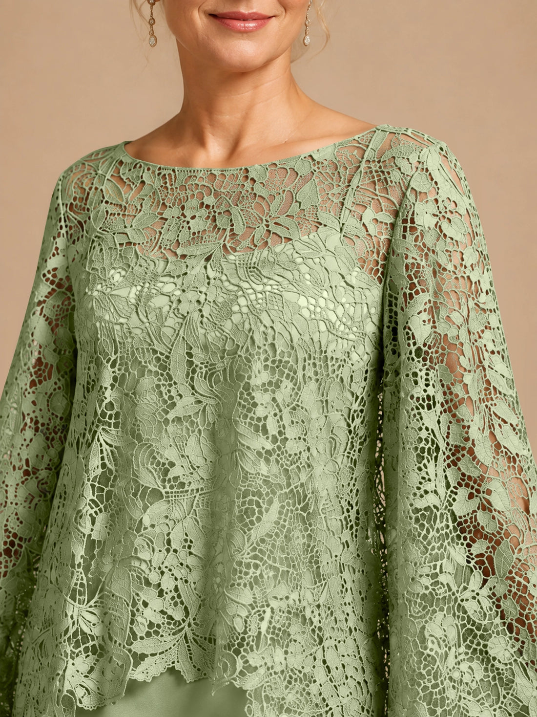 Two-piece Mother of the Bride Dress with Lace Top