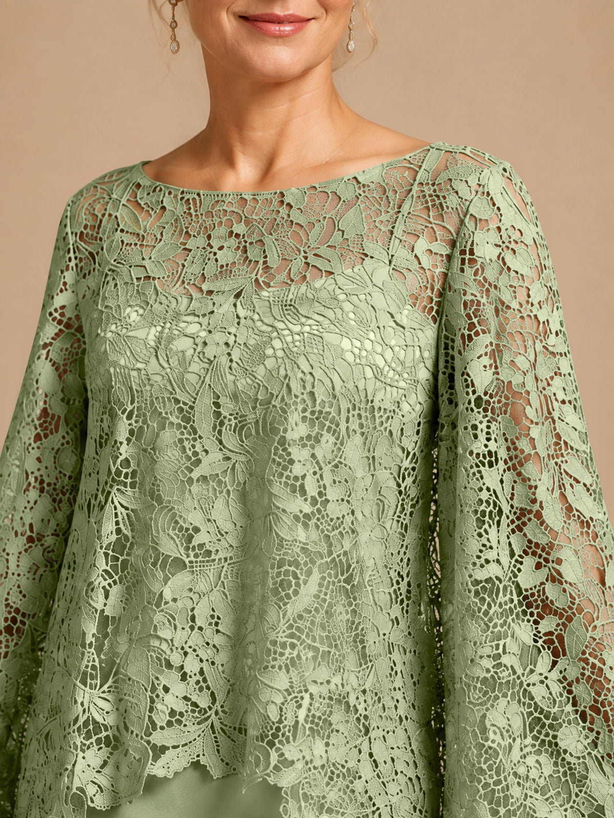 Two-piece Mother of the Bride Dress with Lace Top