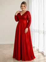 Sequined Sleeves Corset A-Line Dress-Plus Size 
