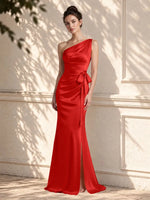 One-Shoulder Bridesmaid Dress with Sash