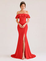 Mermaid Bridesmaid Dress with Ruffle Design 
