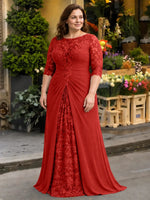 Lace Mother of the Bride Dress with Applique-Plus Size 