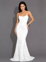 Corded Lace Prom Dress with Sweep Train 