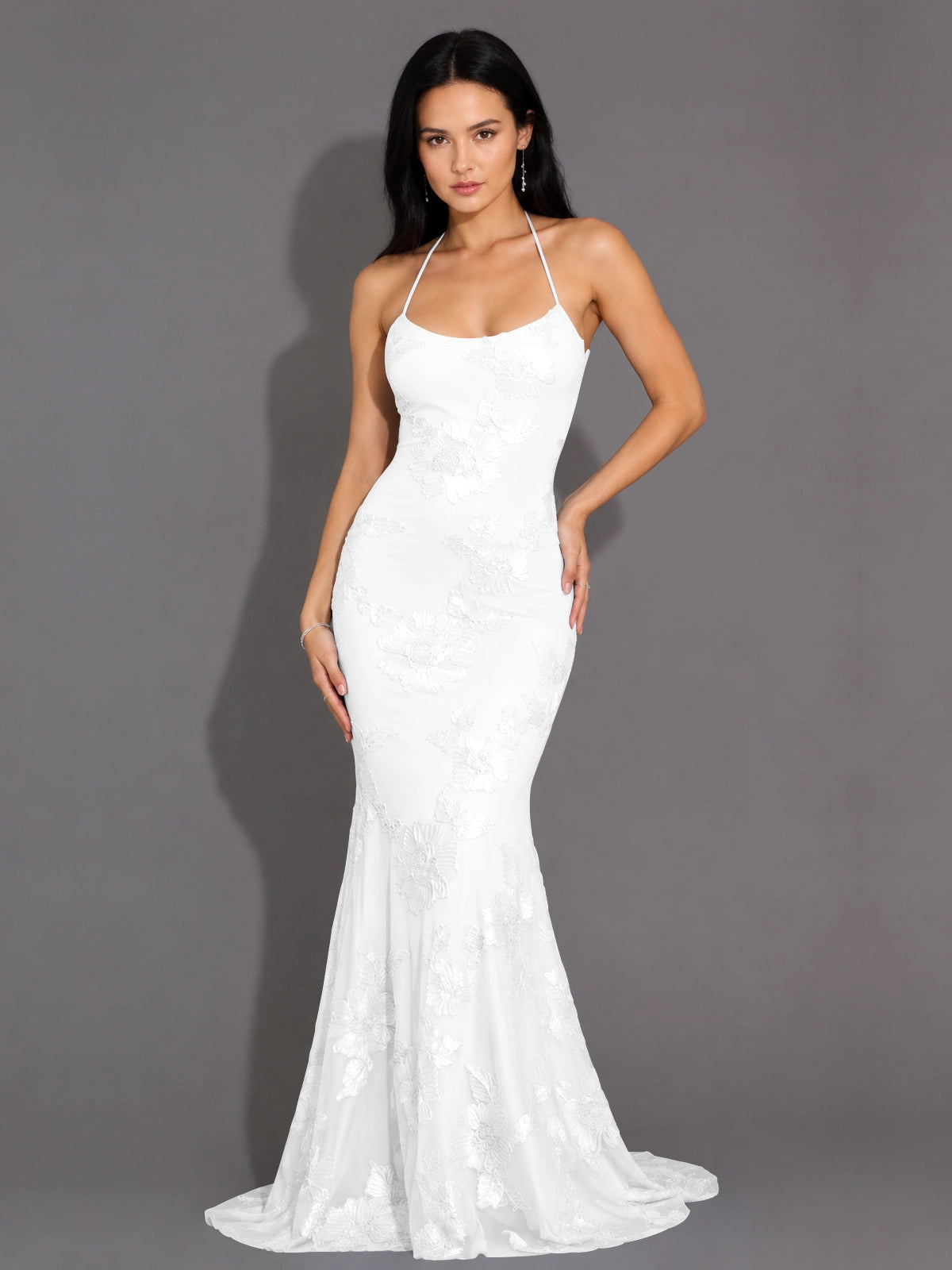 Corded Lace Prom Dress with Sweep Train 