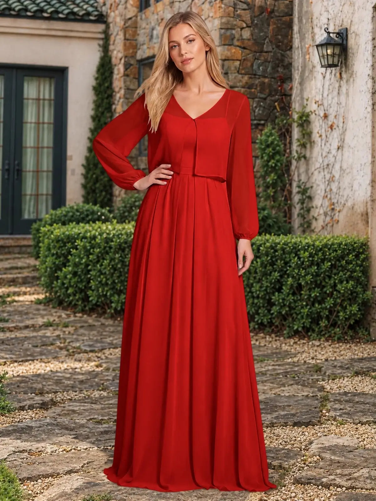 Two-Piece Square Neckline Bridesmaid Dress with Jacket