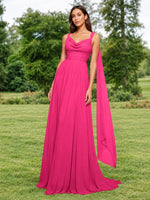 Chiffon Bridesmaid Dress with Draped Scarf 