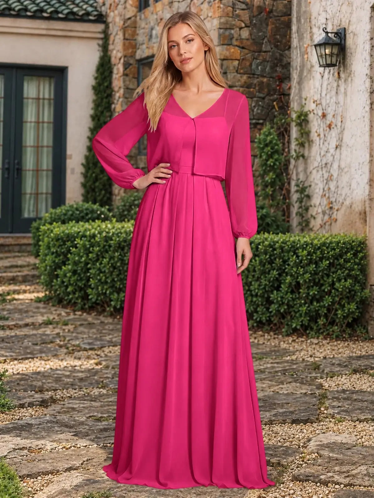 Two-Piece Square Neckline Bridesmaid Dress with Jacket