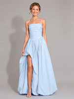Iridescent Taffeta Prom Dress with High Slit 