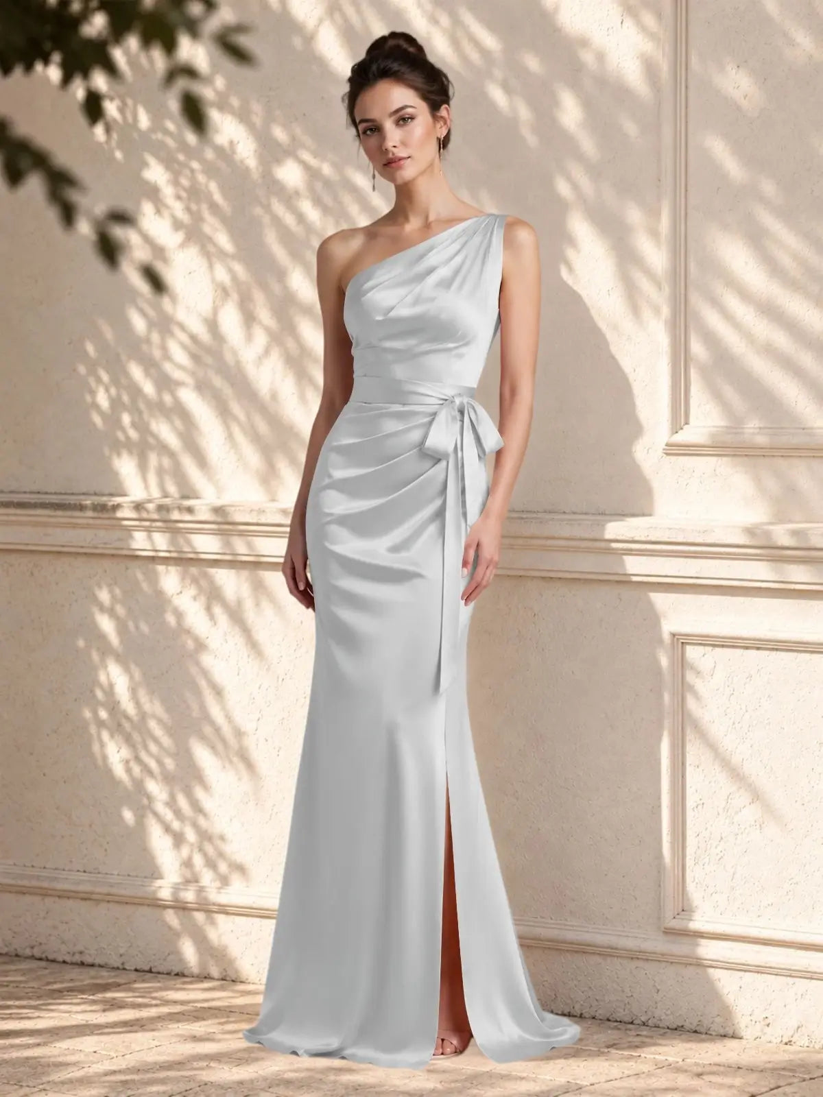 One-Shoulder Bridesmaid Dress with Sash