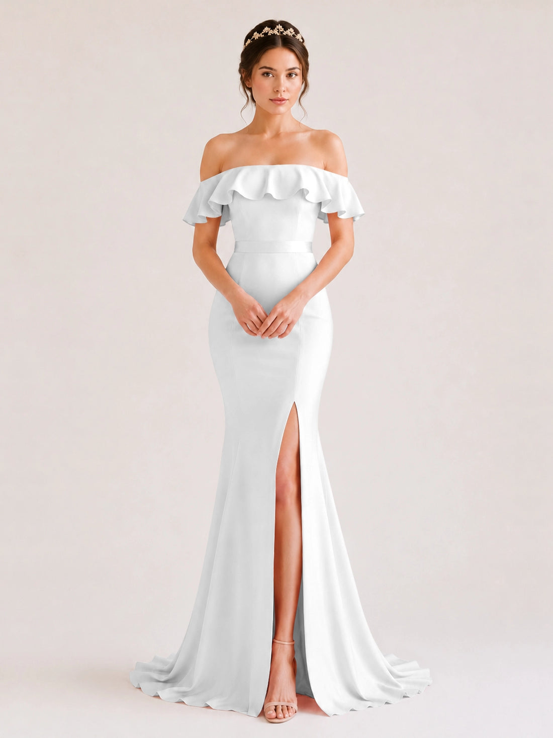 Mermaid Bridesmaid Dress with Ruffle Design 