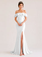 Mermaid Bridesmaid Dress with Ruffle Design 