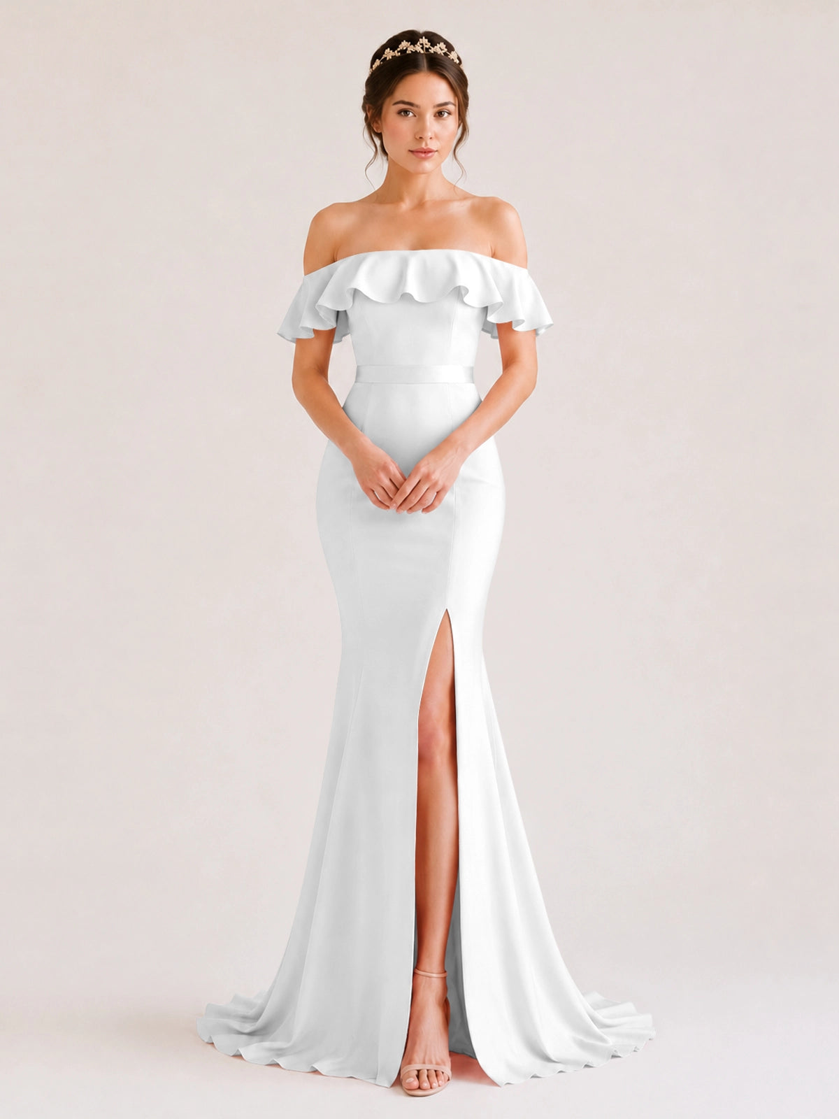 Mermaid Bridesmaid Dress with Ruffle Design 