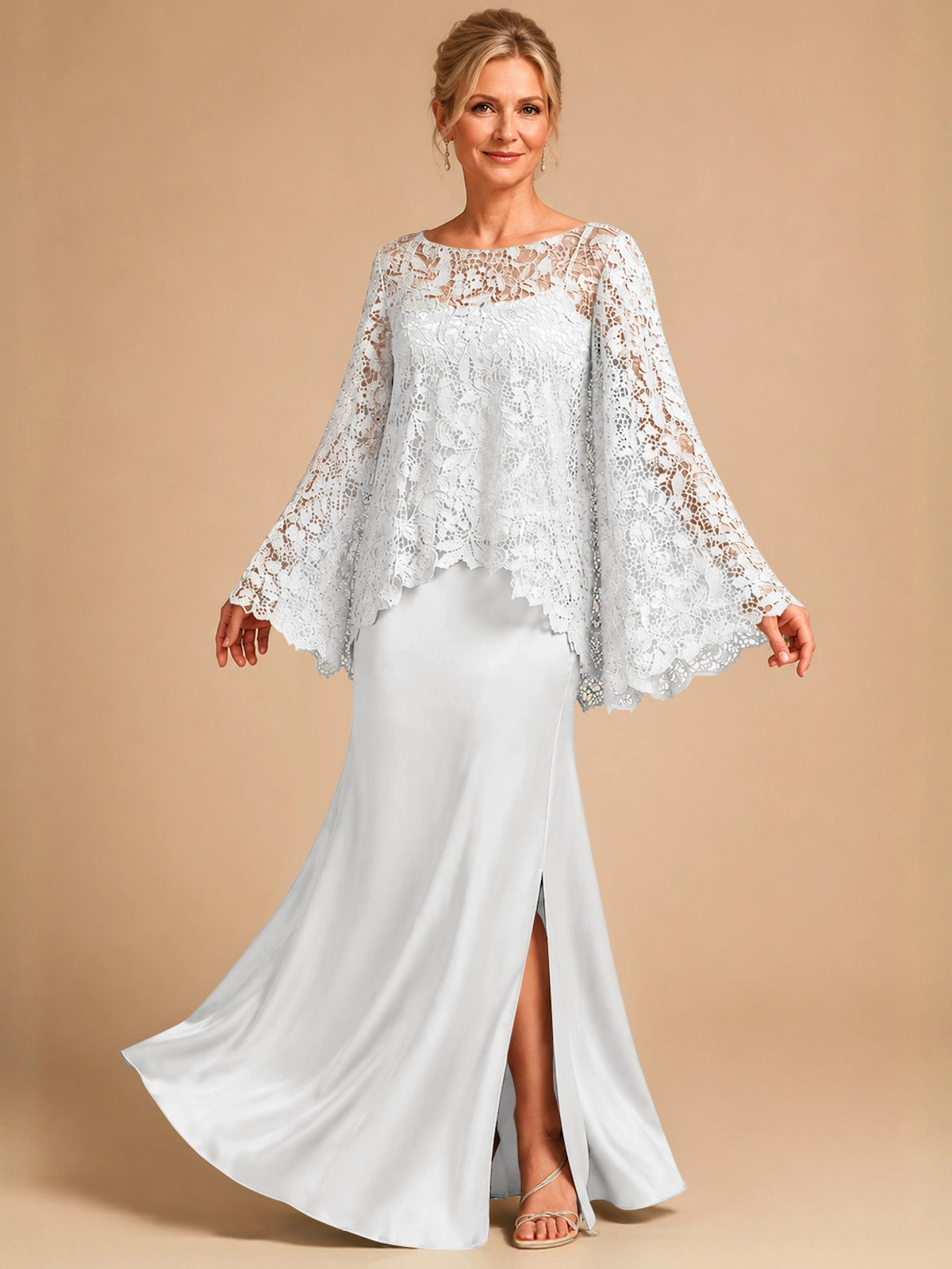 Two-piece Mother of the Bride Dress with Lace Top 