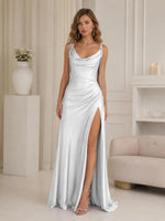 Cowl Neck Prom Dress with Ruched Waist 