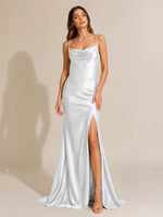 Sheath Bridesmaid Dress with High Slit 