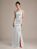 One-Shoulder Bridesmaid Dress with Sash