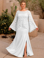 Two-piece Mother of the Bride Dress with Lace Top-Plus Size 