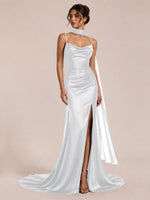 Mermaid Bridesmaid Dress with Neck Scarf 