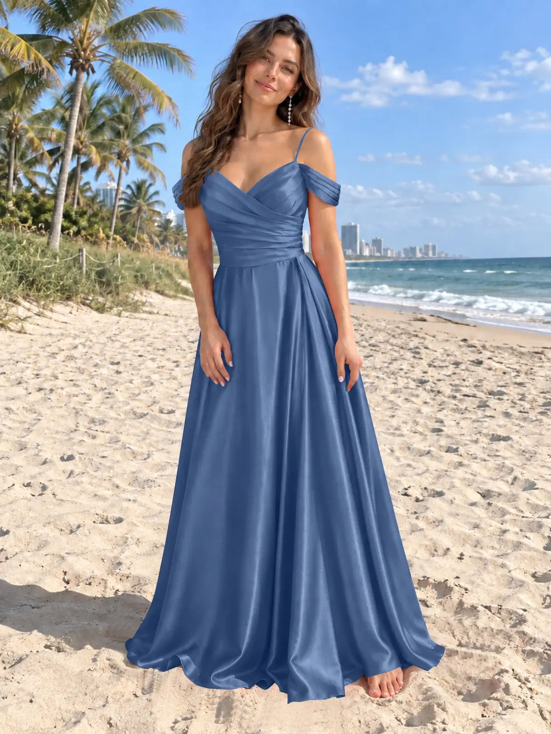 Silk-Like Pleated Prom Dress 
