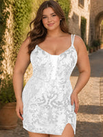 Double Spaghetti Bodycon Mini Dress-Plus Size 