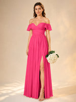 Chiffon Bridesmaid Dress with Cap Sleeves 