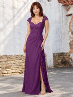 Chiffon Mother of the Bride Dress with Lace Appliques 