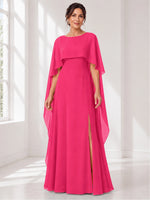 Chiffon Mother of the Bride Dress with Cape Overlay 