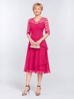 A-line Mother of the Bride Dress with Lace Sleeves 