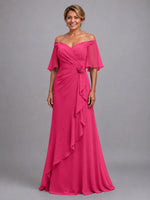 Chiffon Mother of the Bride Dress with 3D Rosette 