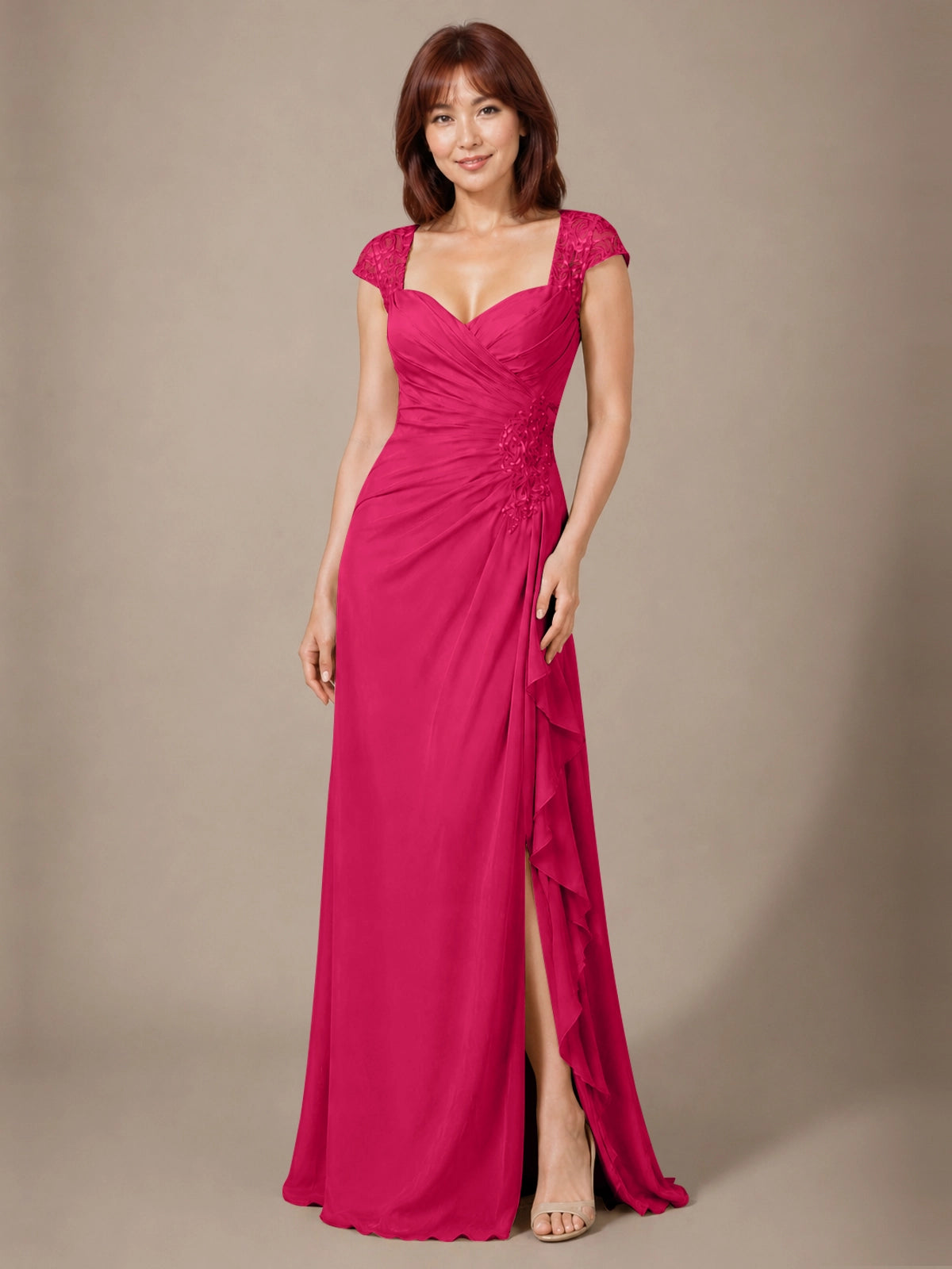 Chiffon Mother of the Bride Dress with Lace Appliques 