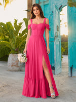 A-line Bridesmaid Dress with High Slit 
