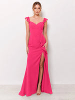 Chiffon Bridesmaid Dress with Ruffle Straps 