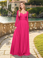 Elegant A-line Bridesmaid Dress with Long Sleeves