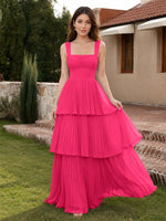 Chiffon Bridesmaid Dress with Tiered Design 