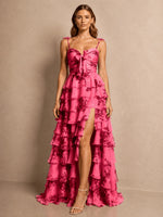Floral Pattern High-low Dress 
