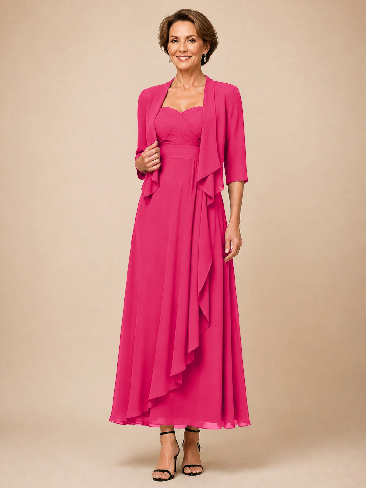 Two-piece Mother of the Bride Dress with Ruffle Design 