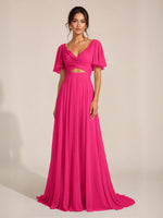 Cowl Neck Bridesmaid Dress with Cut-Out Detail