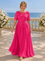 Lace Mother Dress with Half Sleeves-Plus Size 