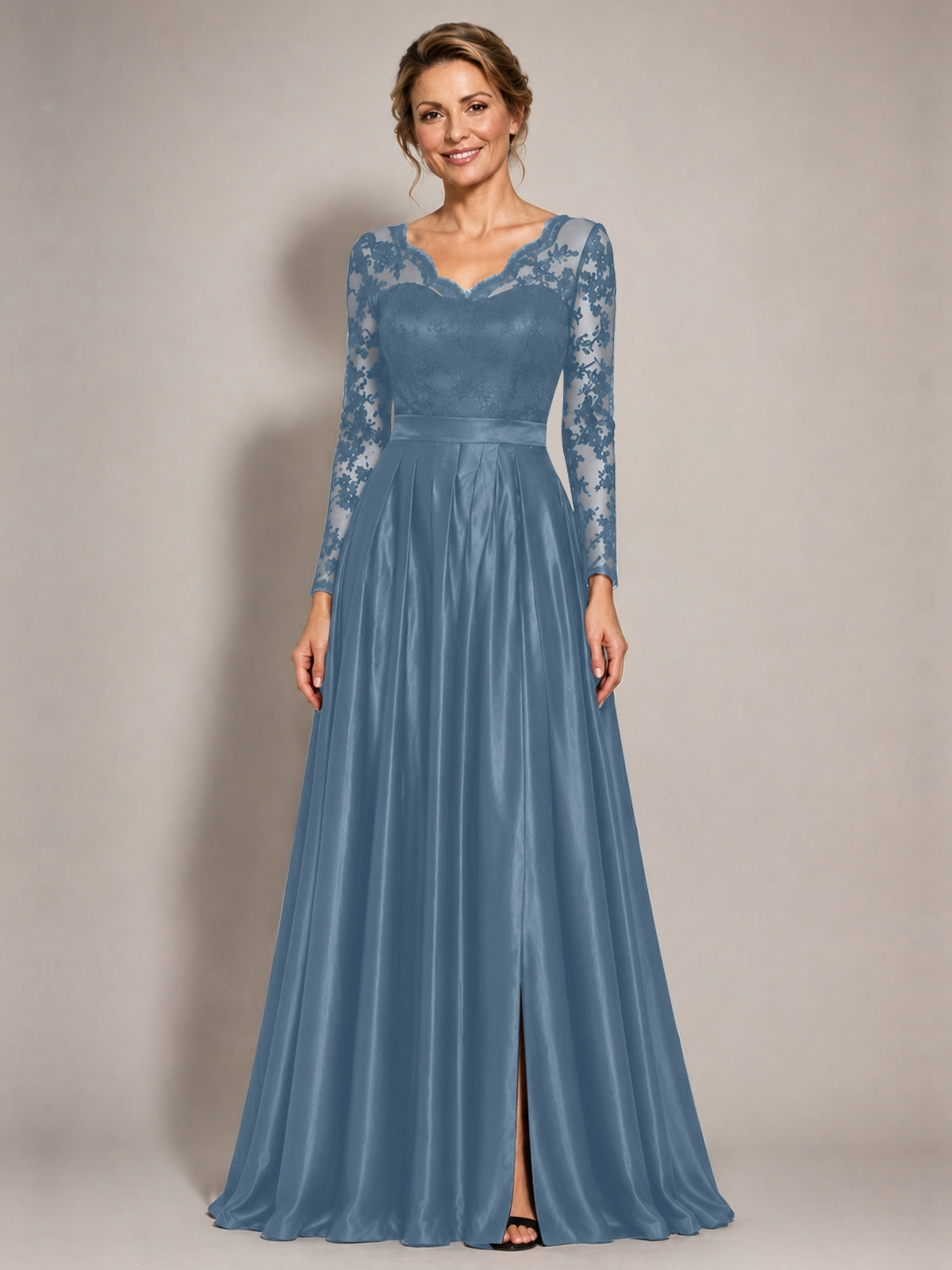 Satin Mother of the Bride Dress with Appliques