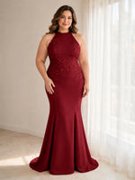 Halter Neckline Trumpet Dress-Plus Size 