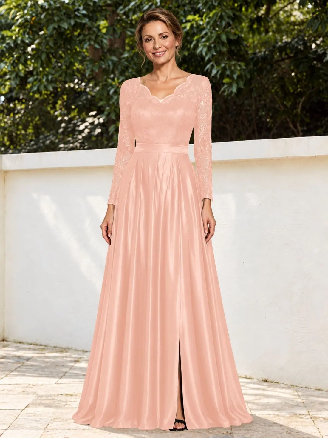 Satin Mother of the Bride Dress with Appliques