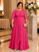 Three Quarter Sleeve Mother Dress-Plus Size 
