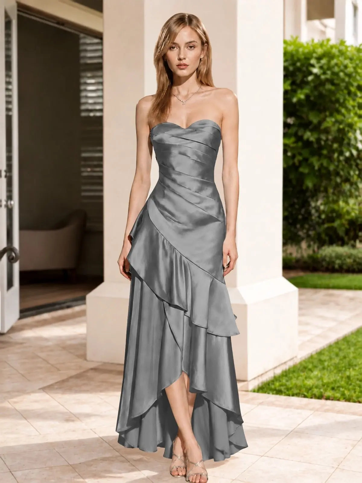 Strapless Prom Dress with Tiered Ruffles 