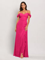 Sweetheart Neckline Bridesmaid Dress with Ruffled Details