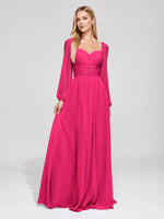 Elegant A-line Bridesmaid Dress with Long Sleeves