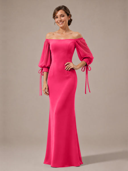 Mermaid Bridesmaid Dress with Puff Sleeves