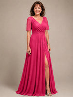 Surplice Neckline Mother of the Bride Dress with Slit 
