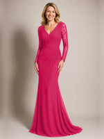 Mermaid Mother of the Bride Dress with Long Lace Sleeves 