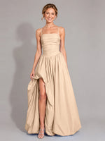 Iridescent Taffeta Prom Dress with High Slit 