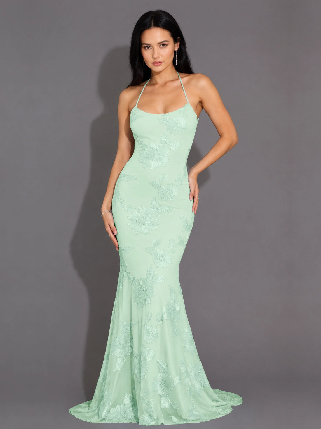 Corded Lace Prom Dress with Sweep Train 